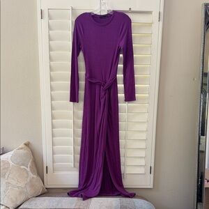 Chic Long Sleeve Purple Maxi Dress